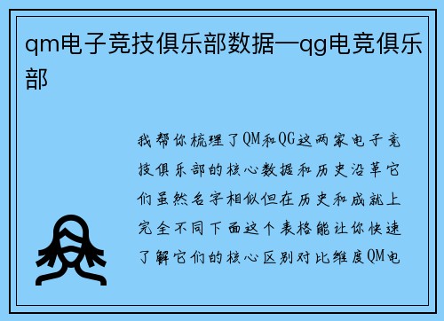 qm电子竞技俱乐部数据—qg电竞俱乐部
